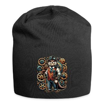 Motif steampunk avec loutre et engrenages - Bonnet en jersey - noir - Devant