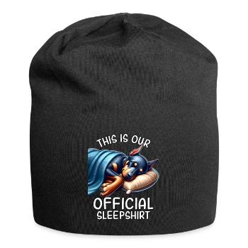 Chemise de nuit doberman drôle - Bonnet en jersey - noir - Devant