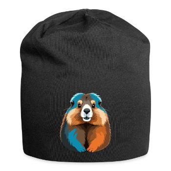 Murmeltier Vektor Kunst mit lebendiger Farbillustration - Jersey-Beanie - Schwarz - Vorne
