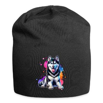 Schlittenhund Geschenk Husky - Jersey-Beanie - Schwarz - Vorne