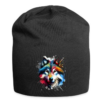 Oeuvre de loup coloré - Bonnet en jersey - noir - Devant