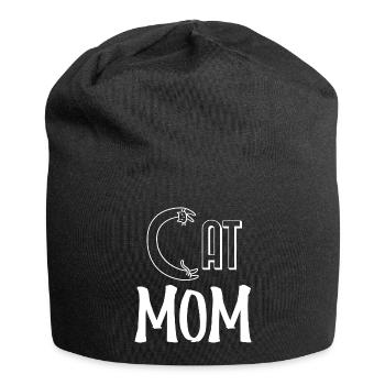 Cat mom. Maman d'un chat. - Bonnet en jersey - noir - Devant