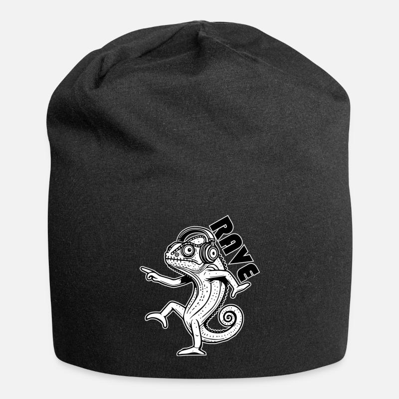 Dancing Chameleon - Rave Design - Jersey Beanie - black