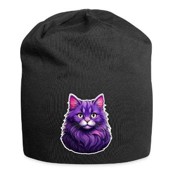 Katze modernes Design lila - Jersey-Beanie - Schwarz - Vorne