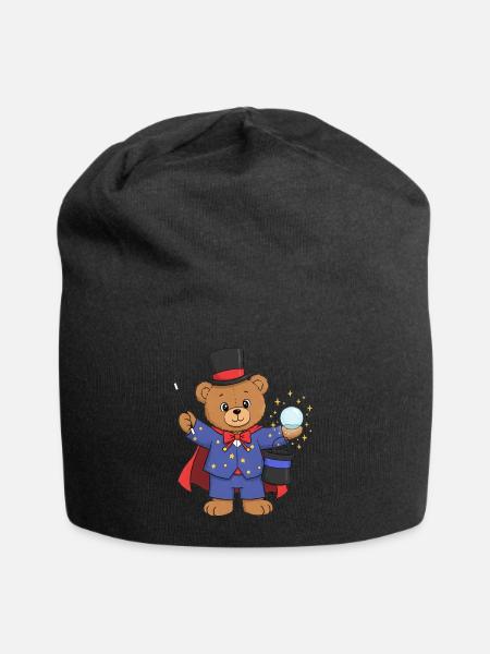 Teddybär Zauberer - Jersey-Beanie - Schwarz