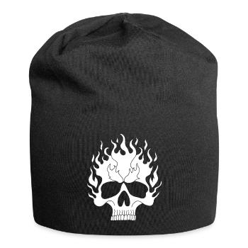 Weißer flammender Schädel - Jersey-Beanie - Schwarz - Vorne