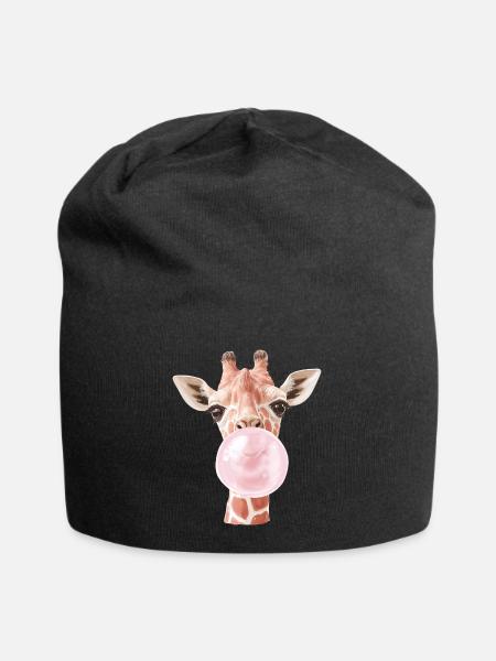 Lustige Giraffe Kaugummi Blase - Jersey-Beanie - Schwarz