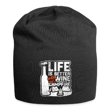 Life Is Better With Wine And Campfire - Jersey Beanie - black - Front