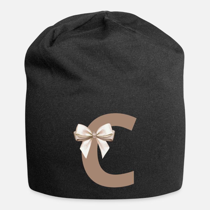 Lettre C Nœud - Bonnet en jersey - noir