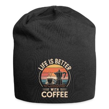 Joie de vivre with coffee illustration - Jersey Beanie - black - Front