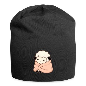 Sleeping Sheep – Cute Cozy Illustration - Jersey Beanie - black - Front