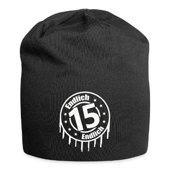 Endlich 15 - Jersey-Beanie - Schwarz - Vorne