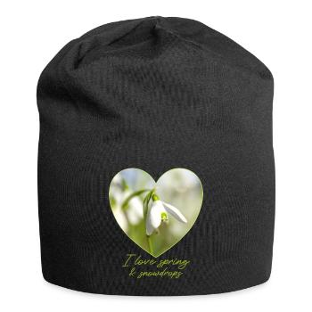 Cœur avec des perce-neige, j’adore le printemps - Bonnet en jersey - noir - Devant