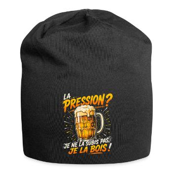 La pression je ne la subis pas je la bois - bière - Bonnet en jersey - noir - Devant