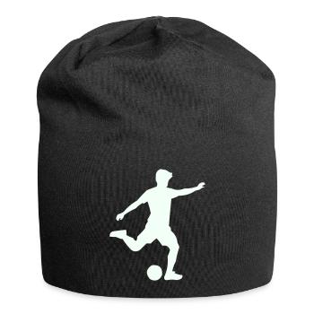 Kicker-Silhouette im Sprung - Jersey-Beanie - Schwarz - Vorne
