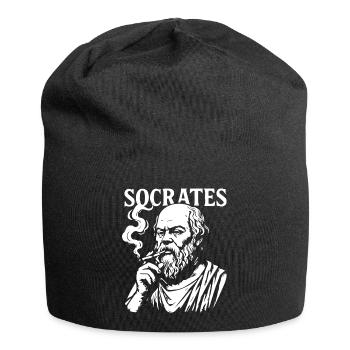 Sokrates raucht Zigarettenporträt-Design - Jersey-Beanie - Schwarz - Vorne
