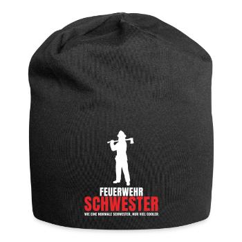 Feuerwehr Schwester wie normale cooler Geschenk - Jersey-Beanie - Schwarz - Vorne