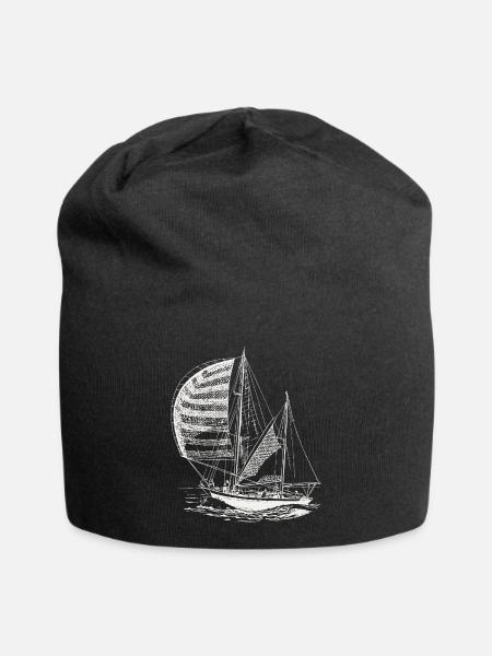 Segelboot Segeln Segler Meer Nautik Vintage Motiv - Jersey-Beanie - Schwarz
