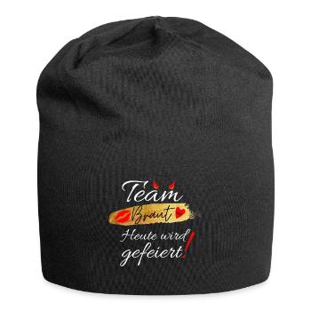 Junggesellinnenabschied oder JGA -Team Braut - Jersey-Beanie - Schwarz - Vorne