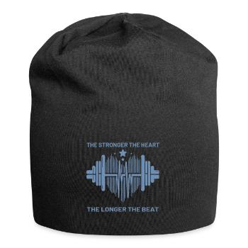 Fitness Skyline Hanteln und Sterne - Jersey-Beanie - Schwarz - Vorne