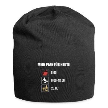 Mein Plan Apres Ski | Snowboard Wein Spruch - Jersey-Beanie - Schwarz - Vorne
