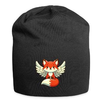 Red Fox Angel - Gracieux avec des ailes - Bonnet en jersey - noir - Devant