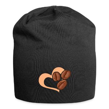 Coffee bean heart cafe coffee - Jersey Beanie - black - Front