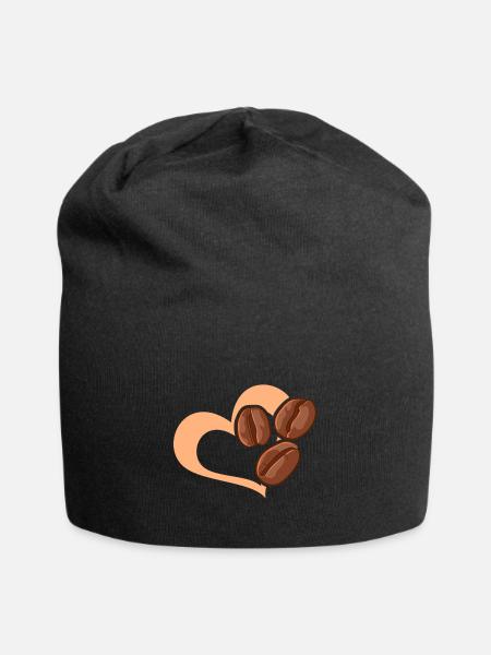 Kaffeebohne Herz Café Kaffee - Jersey-Beanie - Schwarz