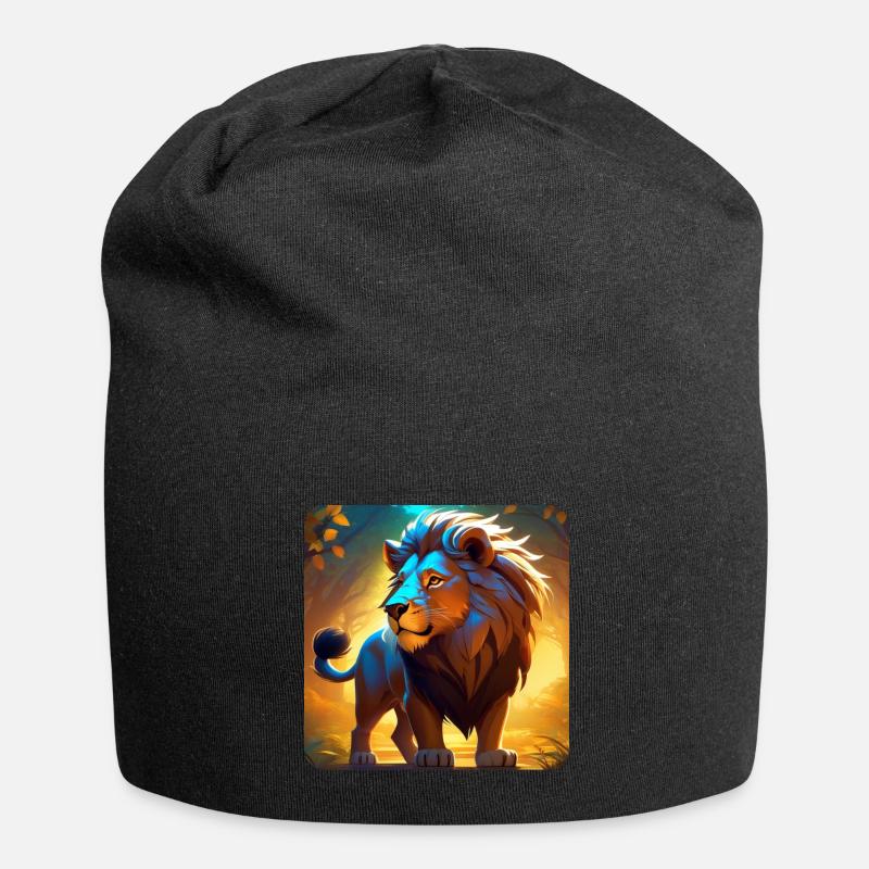 Stolzer Löwe - Jersey-Beanie - Schwarz