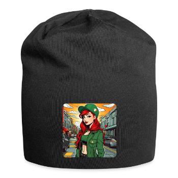Fille rousse irlandaise cool - Bonnet en jersey - noir - Devant
