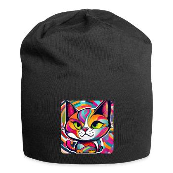 Chat dans le style graffiti - Bonnet en jersey - noir - Devant