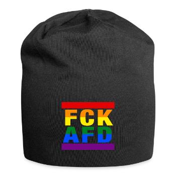 FCK AFD - Zeichen setzen gegen Rechts, Gegen Nazis - Jersey-Beanie - Schwarz - Vorne