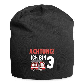 Kindergeburtstag 3 Jährige Feuerwehr Auto - Jersey-Beanie - Schwarz - Vorne