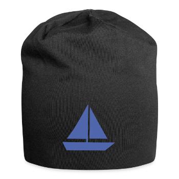 Minimalistisches Segeln Jolle Silhouette Kapitän - Jersey-Beanie - Schwarz - Vorne