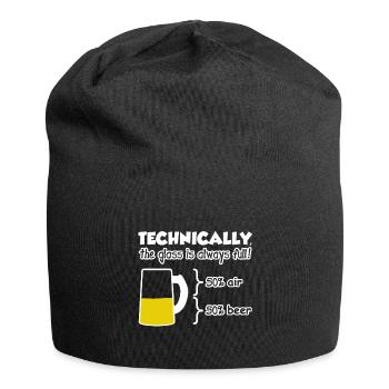 Funny Beer The Glass is Always Full - Jersey Beanie - black - Front