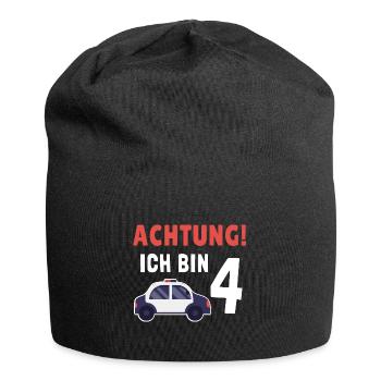 Kindergeburtstag Polizist 4 Jahre Kinder Polizei - Jersey-Beanie - Schwarz - Vorne