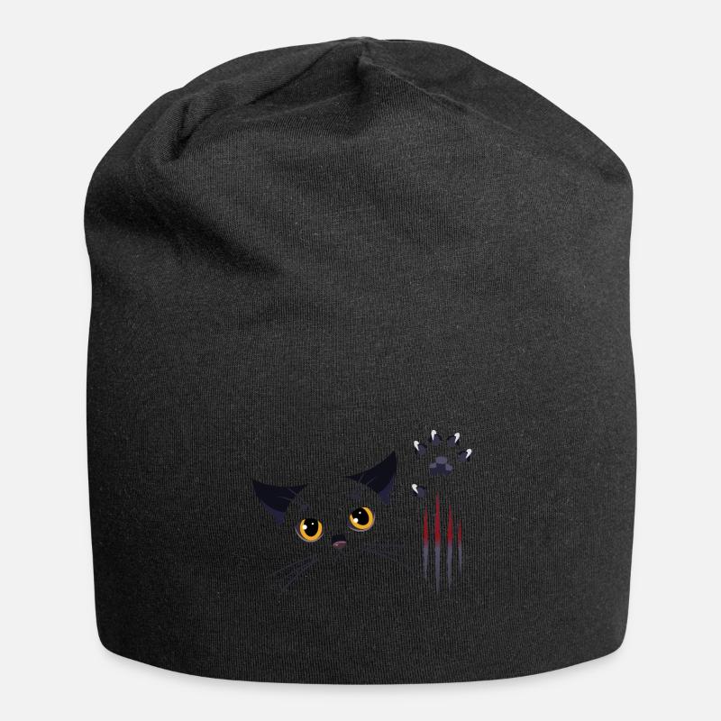 Chat noir - Bonnet en jersey - noir