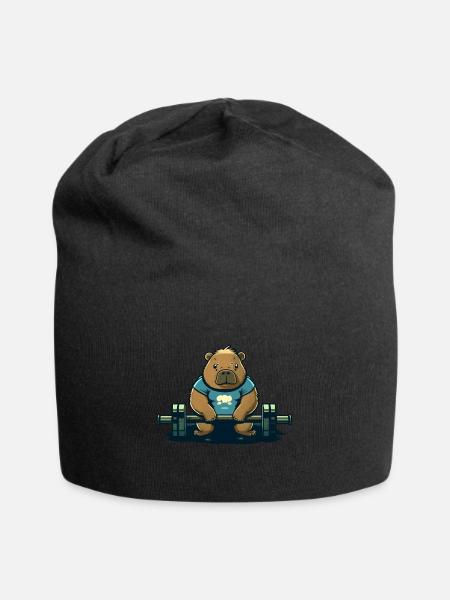 Capybara Bodybuilder - Jersey-Beanie - Schwarz