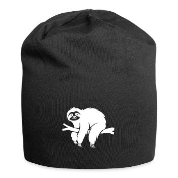 Minimalist sloth relaxing on a branch - Jersey Beanie - black - Front