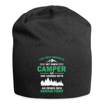 Camper Zelten Wohnwagen - Jersey-Beanie - Schwarz - Vorne