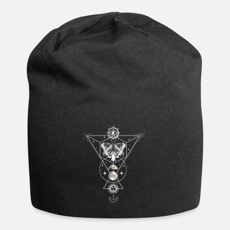 Witchcraft Tattoodesign Craft Inked Art Motte Moon - Jersey-Beanie - Schwarz