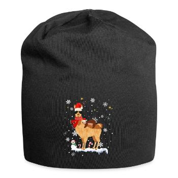 Cooles Alpaka Lama Weihnachten Deko Faultier Schne - Jersey-Beanie - Schwarz - Vorne