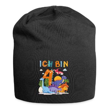 4. Geburtstag Ich Bin 4 Dinosaurier T-Rex Dino - Jersey-Beanie - Schwarz - Vorne