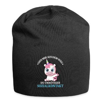 Geh us dem Weg unnötiger Sozialkontakt Einhorn - Jersey-Beanie - Schwarz - Vorne