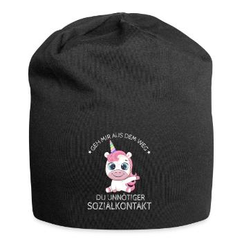Geh us dem Weg unnötiger Sozialkontakt Einhorn - Jersey-Beanie - Schwarz - Vorne