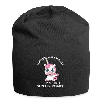 Geh us dem Weg unnötiger Sozialkontakt Einhorn - Jersey-Beanie - Schwarz - Vorne