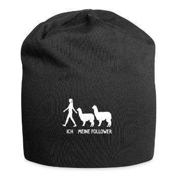 Ich Meine Follower Alpaka Liebhaber Lama Lover - Jersey-Beanie - Schwarz - Vorne