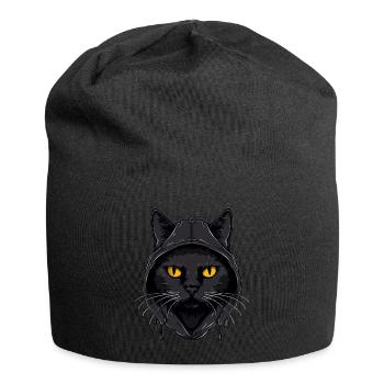 Katzenkopf Schwarze Katze Bombay Happy Cat Katzen - Jersey-Beanie - Schwarz - Vorne