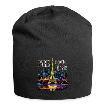 Paris, Tour Eiffel, France, Ville, Horizon, Nuit - Bonnet en jersey - noir - Devant