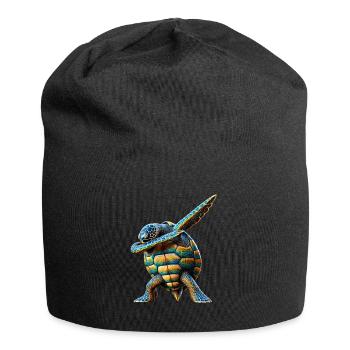 Drôle Dabbing Tortue de mer Amoureux des animaux - Bonnet en jersey - noir - Devant